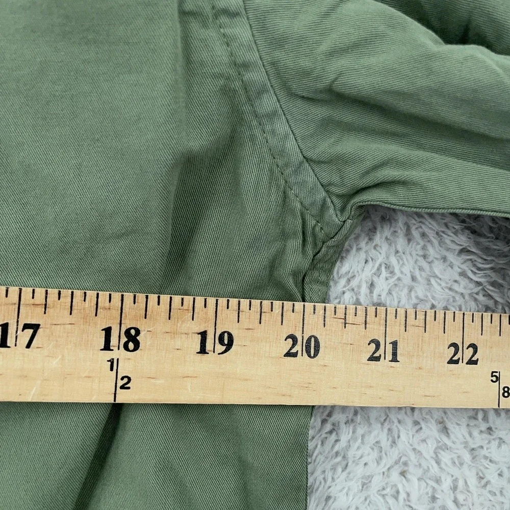True Religion Shirt Mens Medium Olive Green Button Up Long Sleeve Logo Patch‎